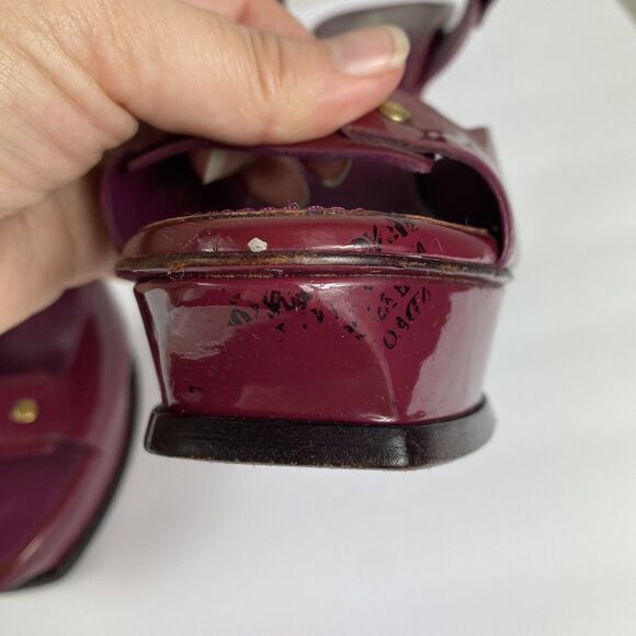 Yves Saint Laurent Tribute 75 Burgundy Patent Platform Heels Sz 40 US 10 Y2K VTG - Picture 11 of 13
